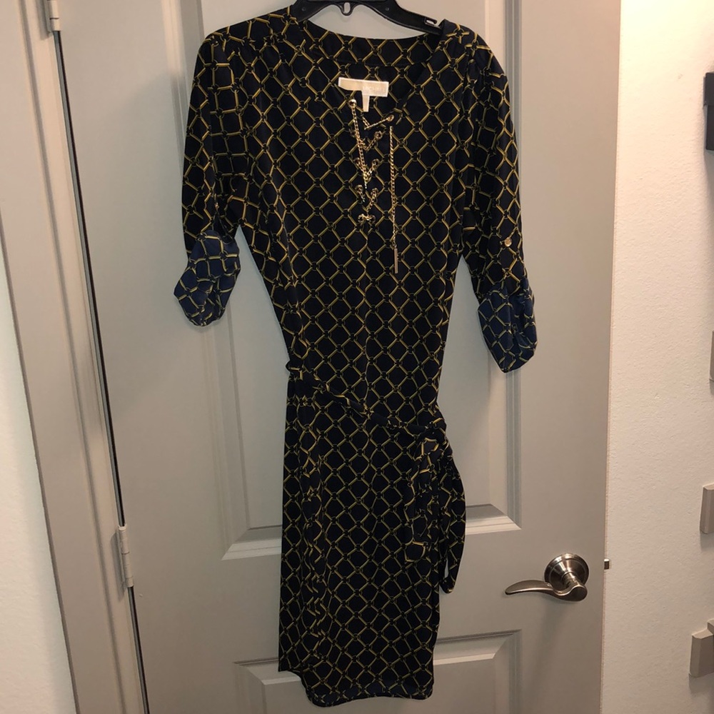 Michael Kors navy/gold shift dress